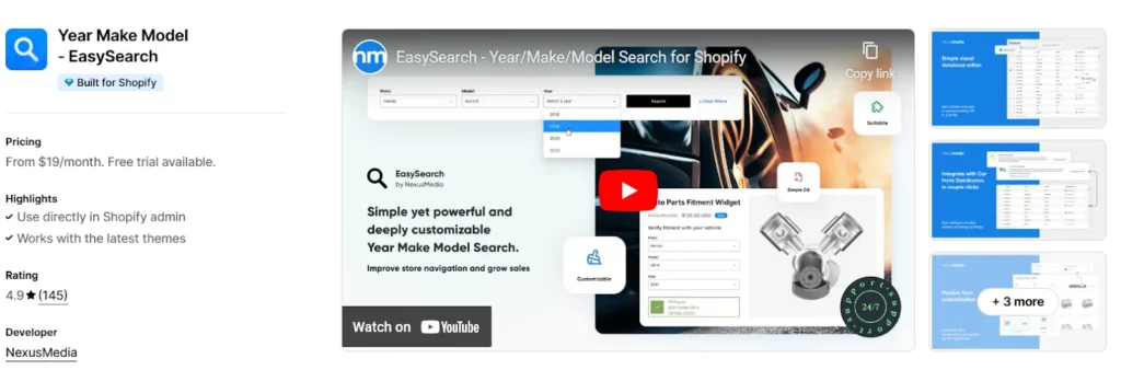 3. Year Make Model ‑ EasySearch